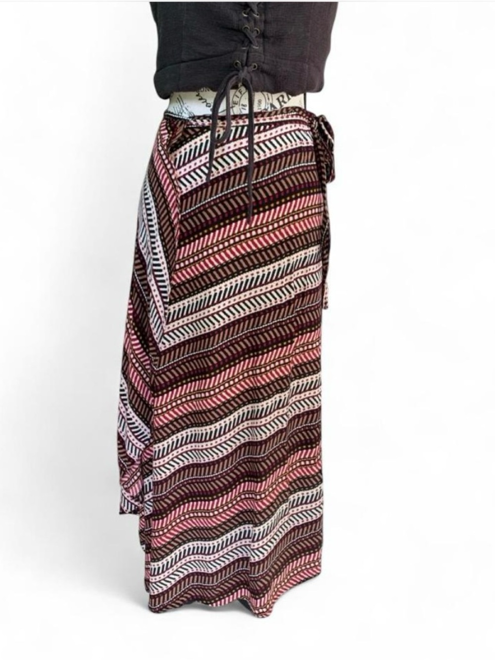 Pinkyotto Geometric Wrap Long Skirt Multicolor Tie Closure Women’s One Size Boho